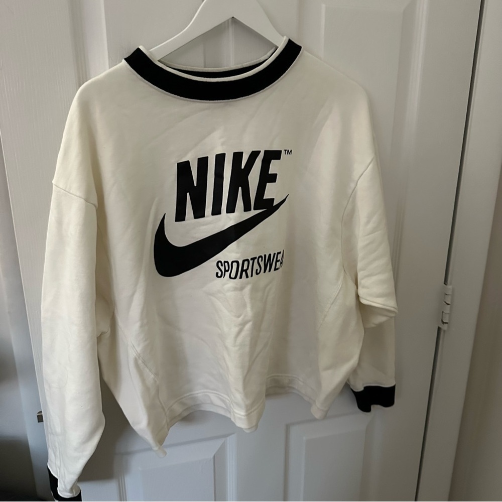 White and Black Nike Crewneck